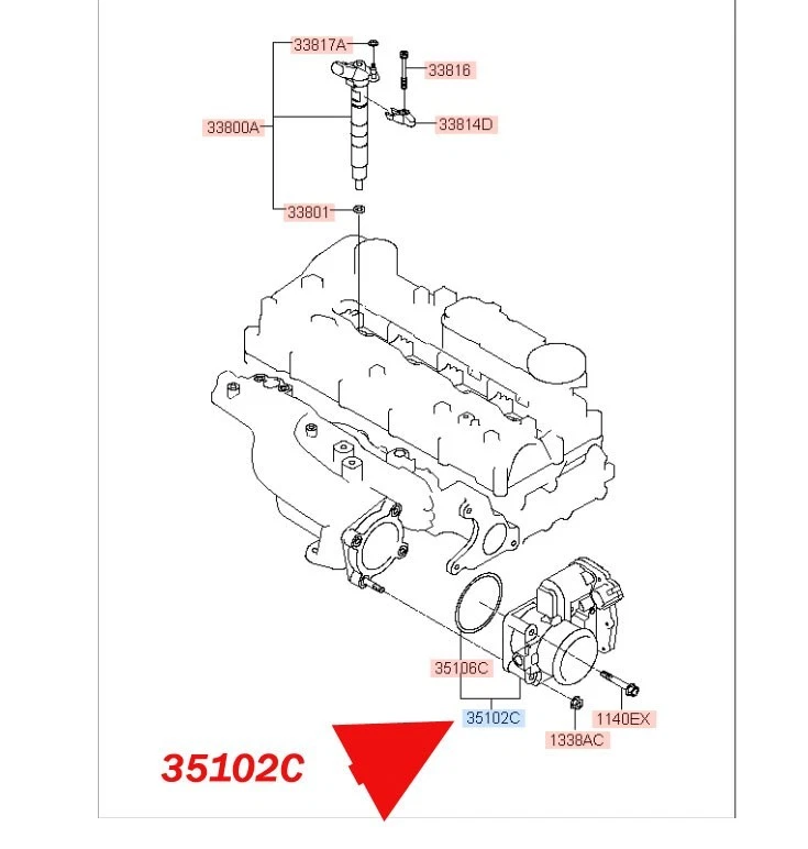 Cuerpo del acelerador (válvula de control de aire) para Hyundai ix35 2011-2015 motor diésel 2,0 L Foto 4 de 4