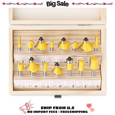 15 Pcs Tungsten Carbide Router Bit Set 1/4 Inch Shank Woodworking Tool Kit