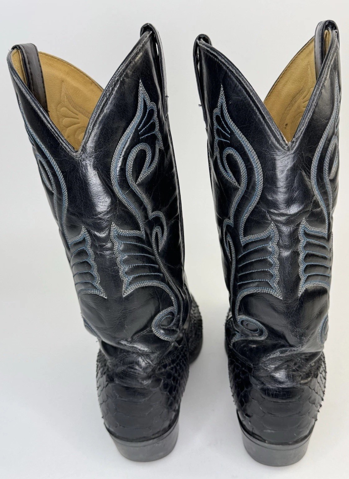Python Cowboy Boots Black Men Pointed Toe Exotic … - image 4