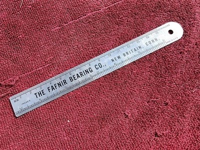 Vintage Fafnir Bearing Co. New Britain, Conn. 6'' Stainless Steel Rule