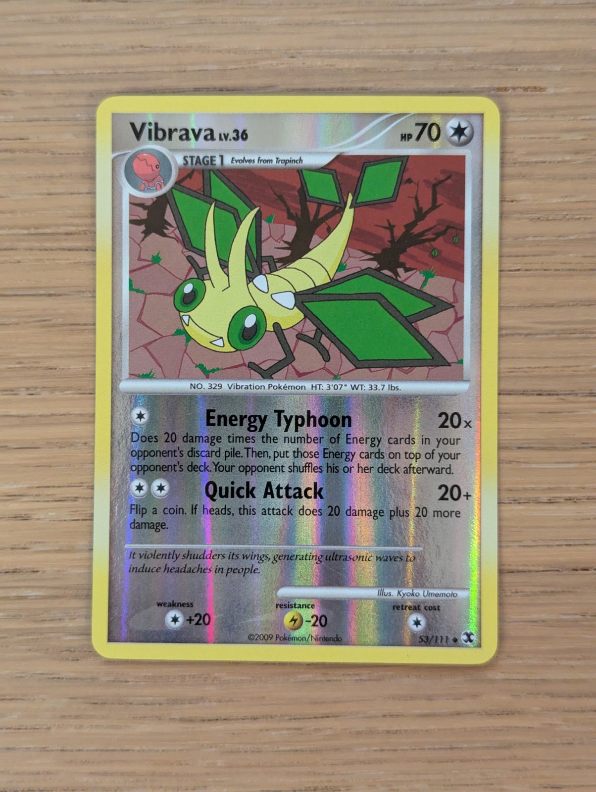 Pokemon TCG Vibrava Lv.36 Reverse Holo 2009 Platinum Rising Rivals 53/111