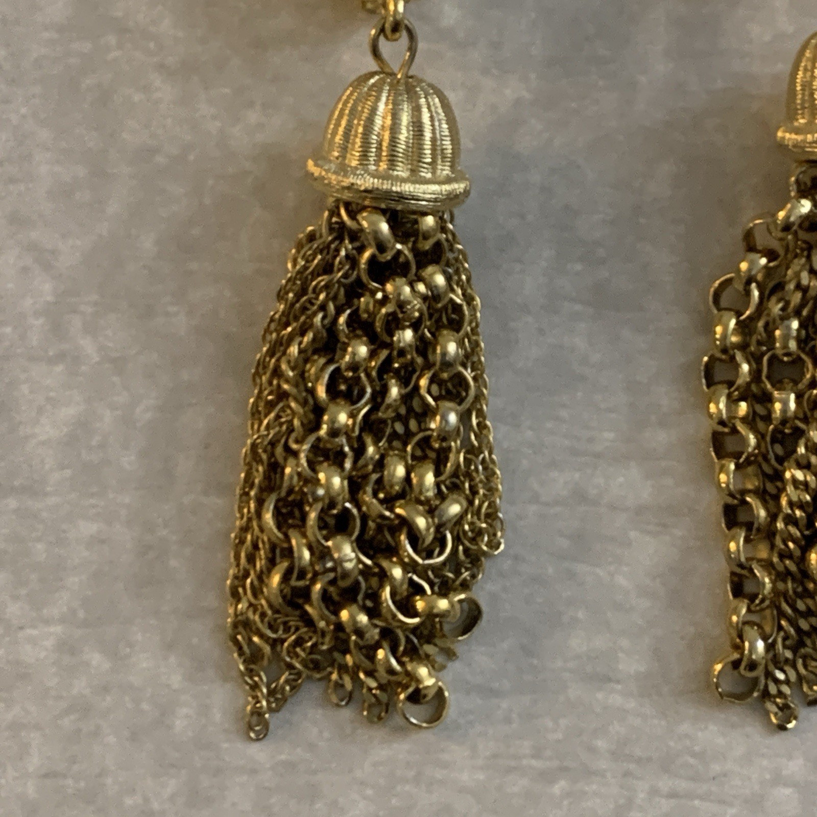 Vintage Givenchy Earrings Statement Tassels Clip On Brushed Gold Tone NY Paris thumbnail 14