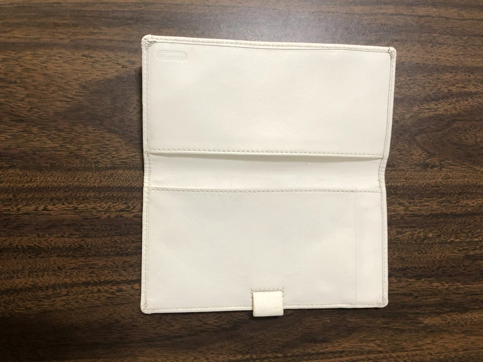 Cartera Coach Bronceada Firma Lona Borde Blanco Pasaporte/Tarjeta EXCELENTE ESTADO Foto 3 de 4