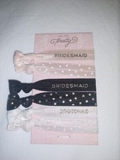 6ct pack Bridesmaid Hair Ties Set Bridal Accessories NEW Bride Tribe Gift