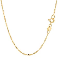10k Yellow Real Gold Singapore Chain Necklace, 1.5mm, 18"