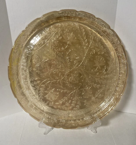 Jeanette Glass Vintage Floragold Louisa Iridescent 13 1/2" Serving Platter