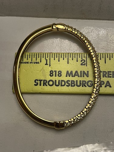 NOLAN MILLER Gold Tone Crystal Rhinestone Hinged Bangle Bracelet - Picture 5 of 5