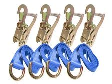 4 Blue 2"x10' Lasso Tie Down Straps & 10K Ratchet Handles w/ Snap Hooks 3335 WLL