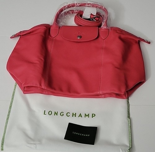 NWT Longchamp $599 Medium Le Pliage Leather Handle Tote Rose Pink - Picture 2 of 14