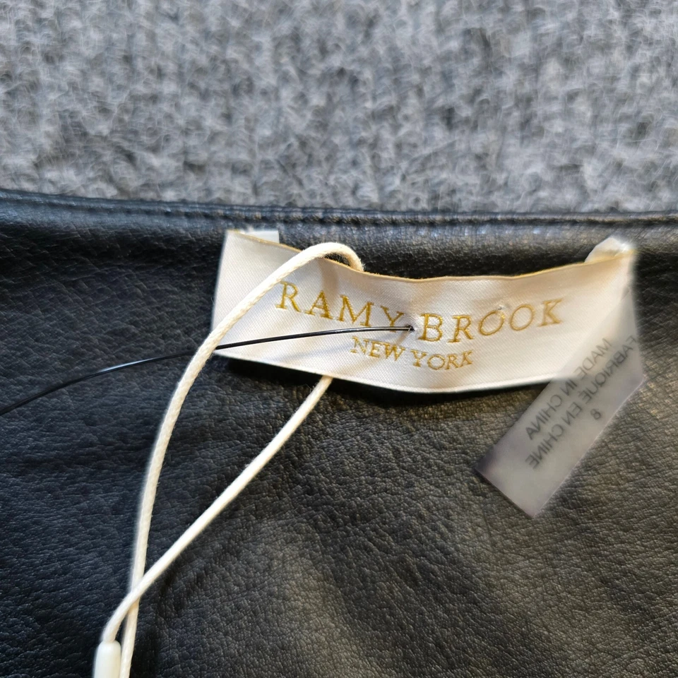 Mameluco Ramy Brook para mujer talla 8 negro cuero vegano Ines manga abullonada cóctel Foto 4 de 4