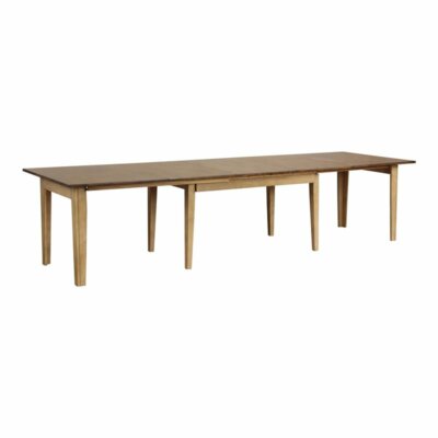 Brook Farmhouse 62-134'' Long Rectangle Extendable Dining Table 2-Tone Brown Wood