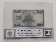 FREE CITY OF DANZIG 25 gulden 1924 series B UNC  BANK von DANZIG 