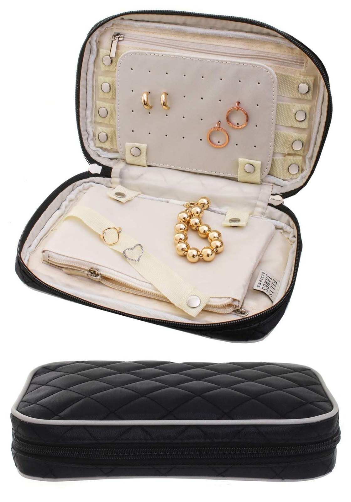 Elegant Quilted Travel Jewelry Organizer with Padded Interior
