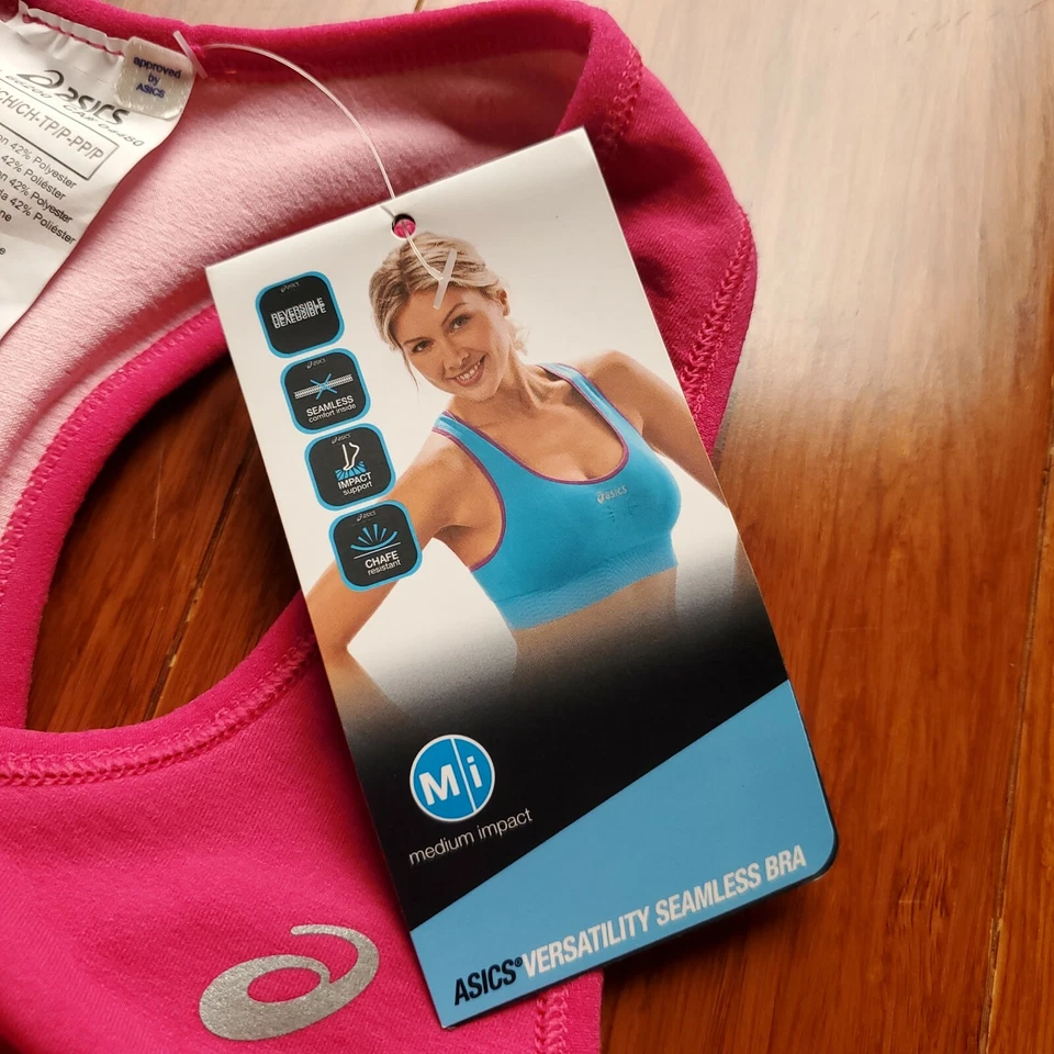 Sujetador deportivo deportivo rosa sin costuras Asics Versatility XS/S nuevo con etiquetas Foto 2 de 3