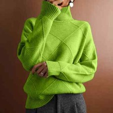 Womens Winter Chunky Knit High Neck Jumper Pullover Baggy Sweater Tops PLUS SIZE