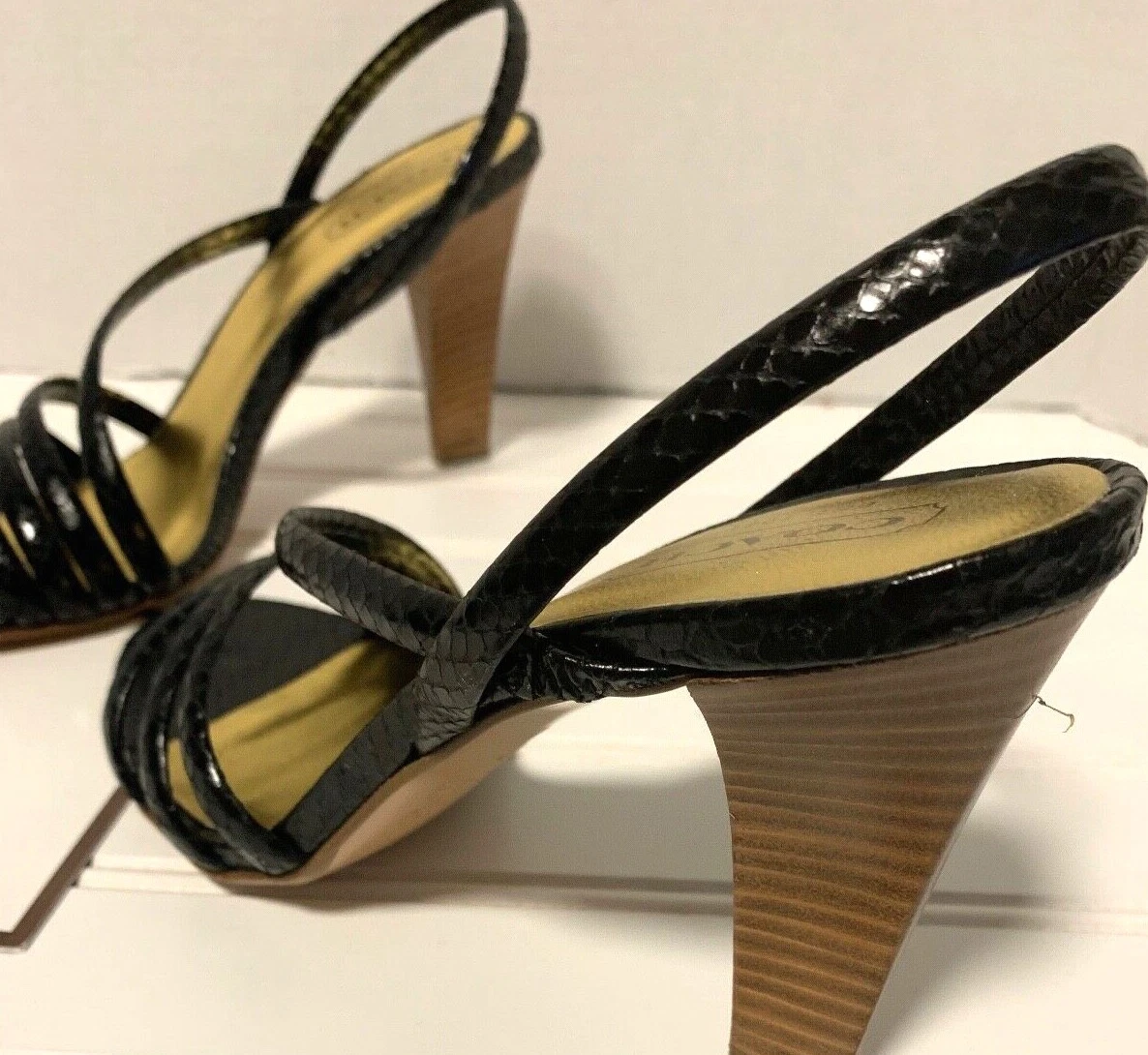 Sandali Coach donna tacco slingback nero scarpe eleganti 8 5