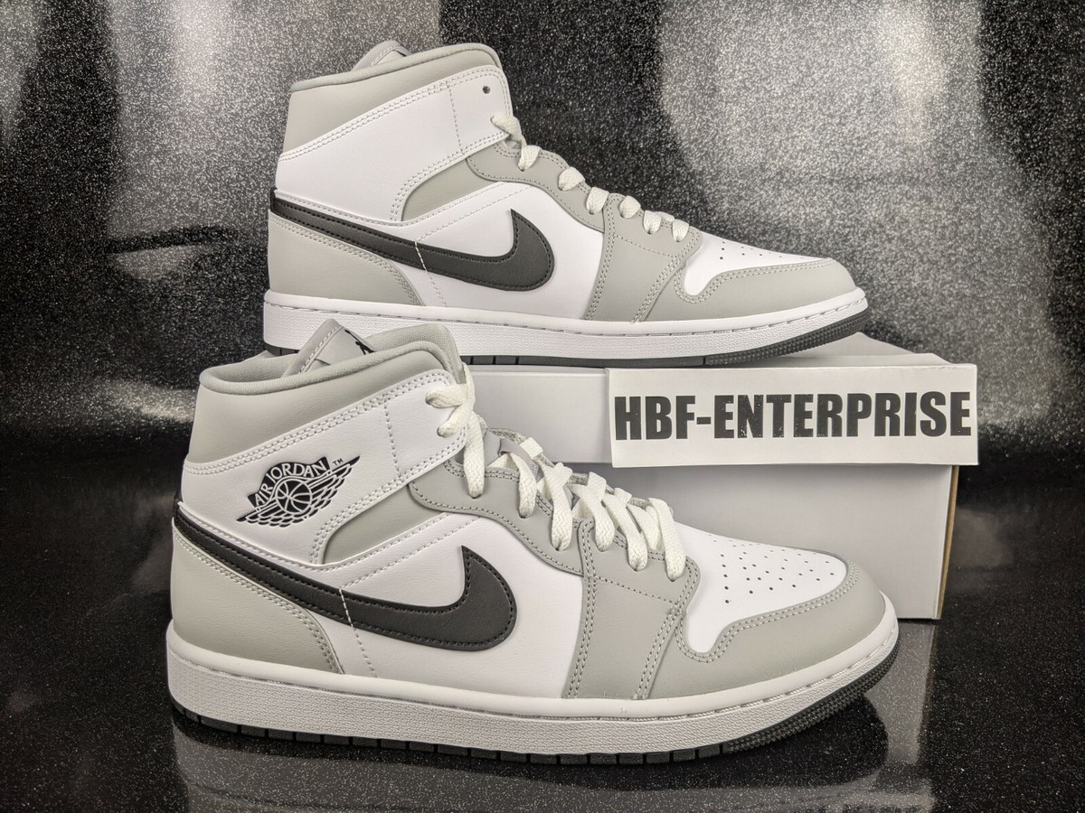 Nike Air Jordan 1 Mid Grey Fog Black White Women