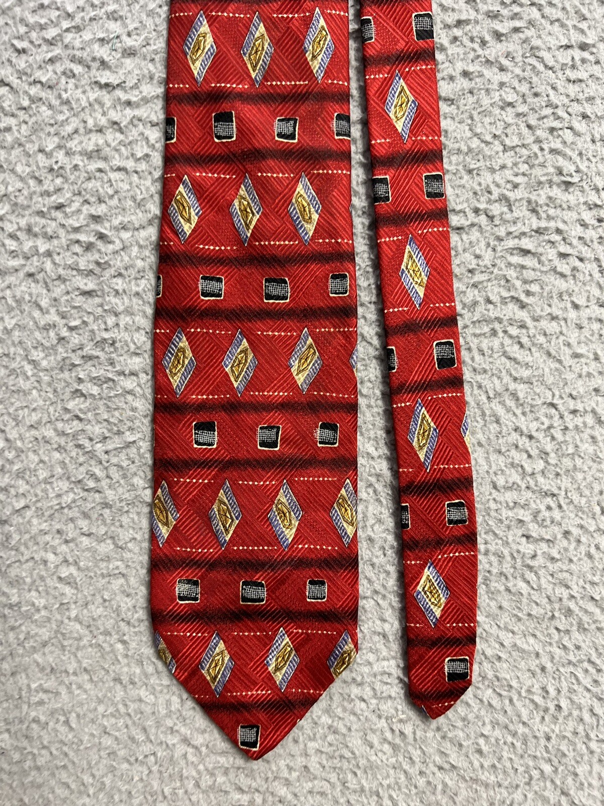 Robert Talbott Studio Black Red Square Geometric … - image 5