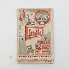 Antique India Maps & Pictures Tej Bros Road Map Vtg Taj Mahal in Color