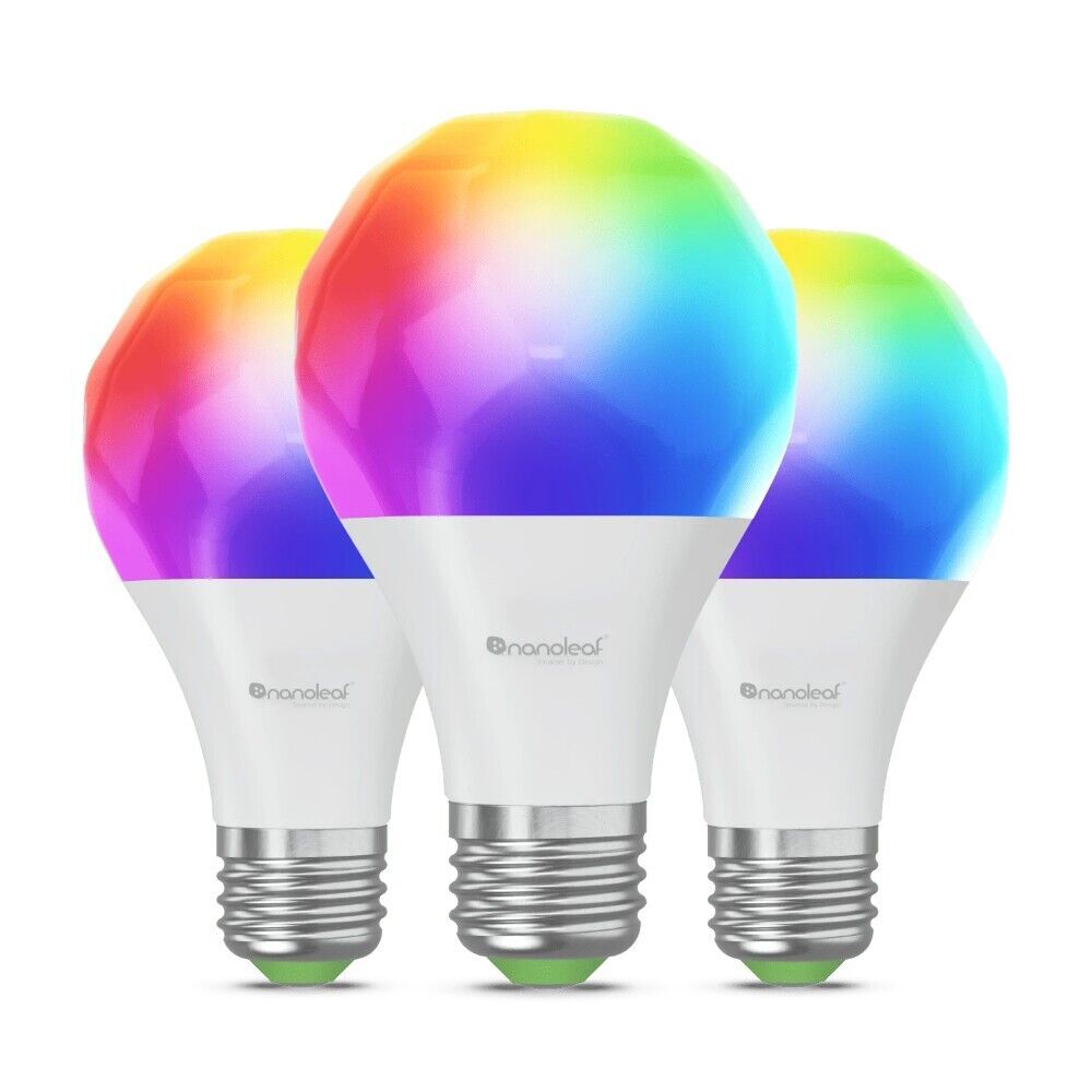 Nanoleaf Essentials Matter A19 | E26 Smart LED Light Bulbs (3 Pack)