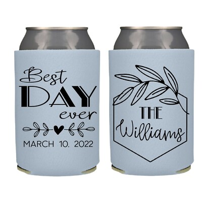 Personalized Wedding Can Cooler Wedding Favor Koozies Best Day Ever