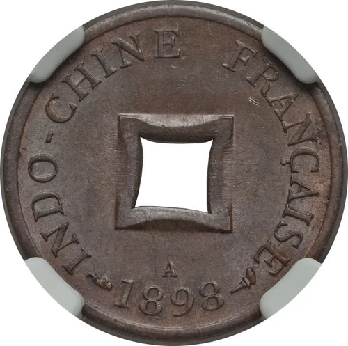 1898 A French Indo-China 2 Sapeque NGC MS 63 BN  Vietnam Cochin 