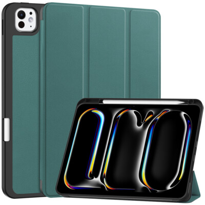 For iPad Air Pro 11/13 2024 PU Leather Smart Case Stand Cover With Pencil Holder