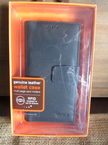 REIKO Genuine Leather Wallet Case SAMS6BK Black, New - Picture 2 of 5