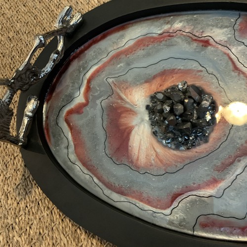 Laura VanArsdale Created Skeleton Charcuterie Board W/ Crystals/Food Safe Resin - Picture 3 of 11