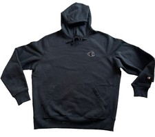 Men  s Champion Original Super Fleece Cotton blend Hoodie w Pockets Black XL New