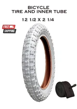 Bicycle Tire and Tube Bundle 12 1/2'' x 2 1/4" ALL WHITE Tires BMX Kids Scooter