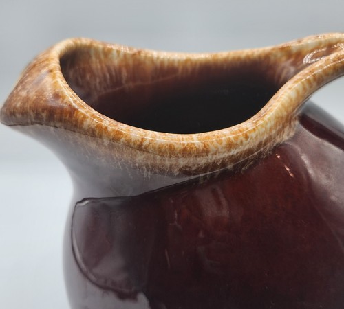 Vintage Hull House 'n Garden Ice Jug 2 Quart Mirror Brown Glaze Drip Ovenproof - Picture 9 of 11