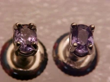 NATURAL GENUINE .38ct RUSSIAN ALEXANDRITE PLATINUM EARRINGS w/  THREADED POSTS