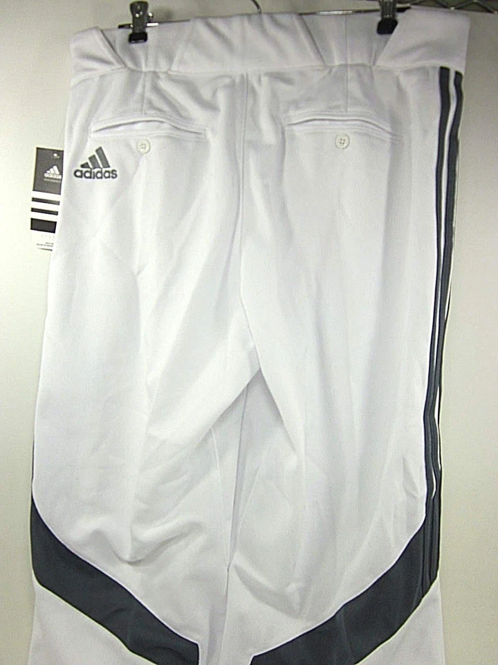 ADIDAS, PANTALONES DE BÉISBOL DIAMOND KING TOBILLO, BLANCO/PLOMO, GRANDES, NUEVOS CON ETIQUETA Foto 3 de 4