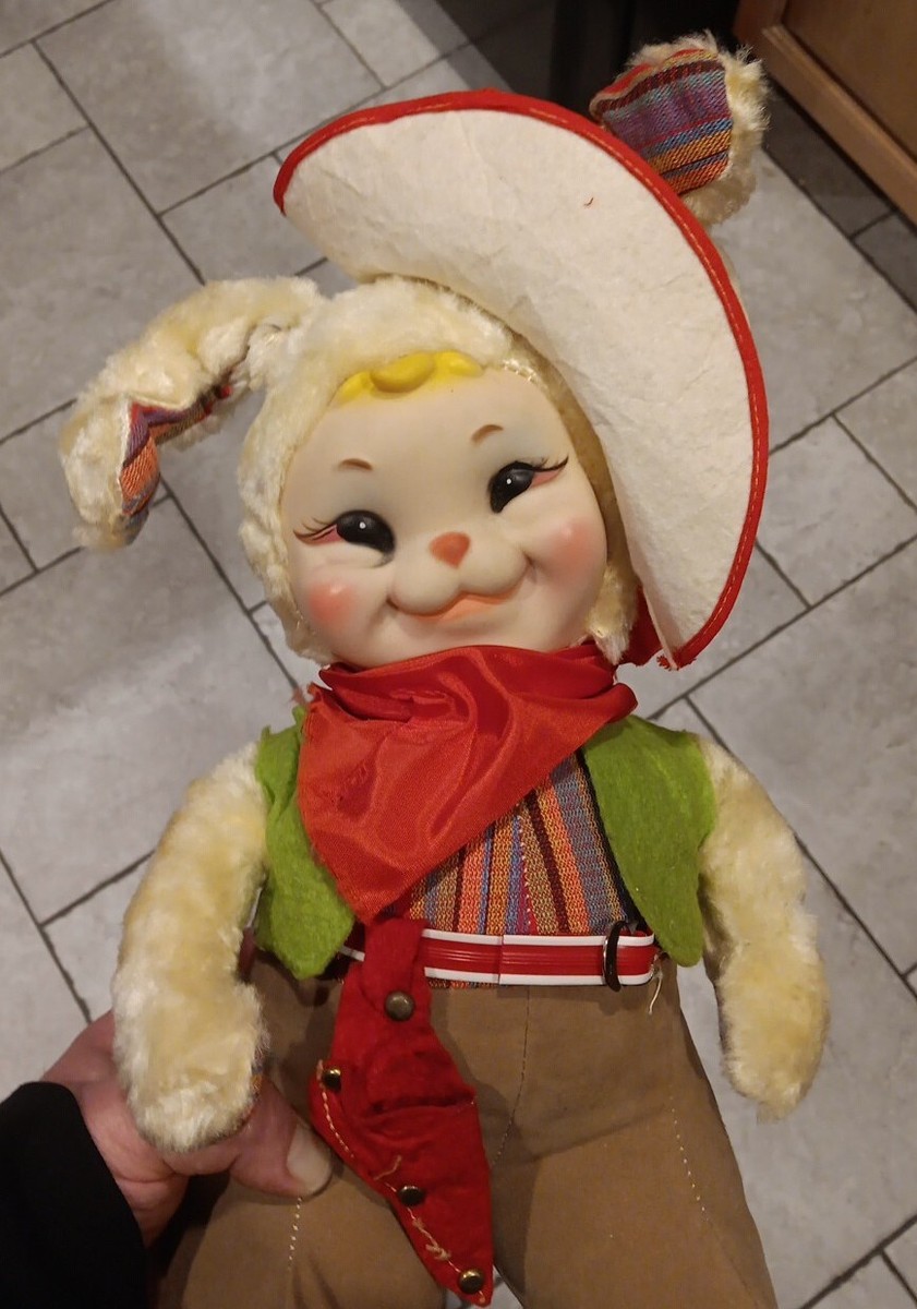 Rushton Co Star Creations Rubber Face Cowboy Bunny 19”Plush Orig
