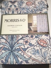 MORRIS CO Fabric shower curtain HYACINTH Floral w/ trim 72 x 72