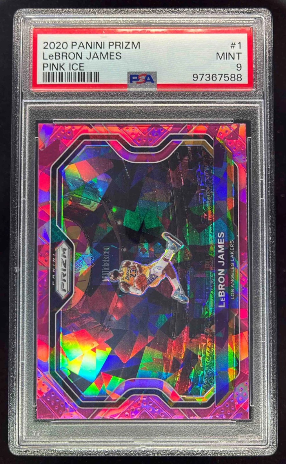 2020-21 Panini Prizm Pink Ice Prizms #1 LeBron James PSA 9