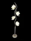 VTG Hollywood Regency Glass Brass Cream Tulip Lotus Flower Floor Lamp 74"