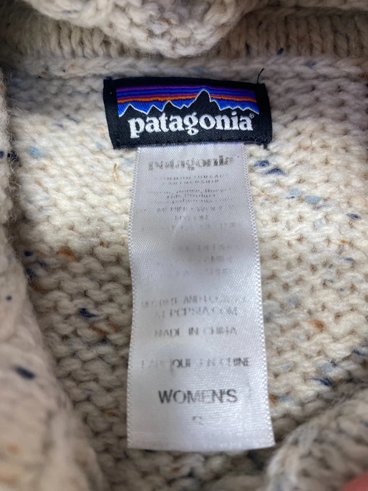 Patagonia Hoodie Womens Small Ranchito Hoody Merino Wool Knit Jumper Oatmeal - Image 4 of 4