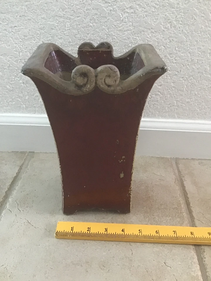 Florero Borgoña 10 Pulgadas de Alto Precioso Envejecido Estilo Rústico Decoración del Hogar Foto 4 de 4