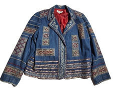 Coldwater creek Sz XL Embroidered Geometric Jacket blazer Boho Fall