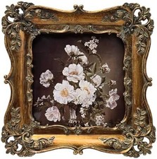 4X4 Vintage Small Picture Frame, Antique Ornate Bronze Gold Square Frame
