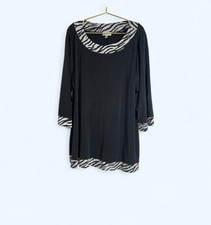 FASHION BUG Elegant & Minimalistic Black Tunic Blouson Dress Size 2XL