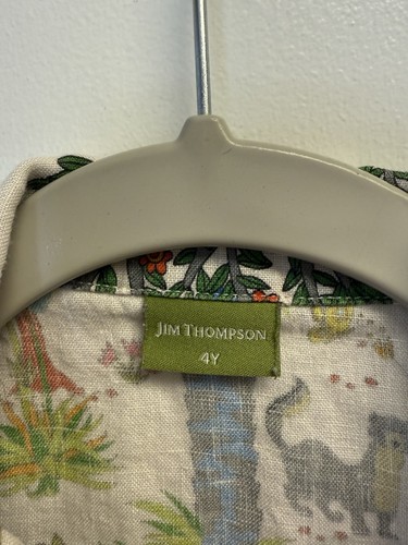 Jim Thompson Shirt Button Down Exotic Animal Print 100% Linen S/S Boys 4 Years - Picture 4 of 9