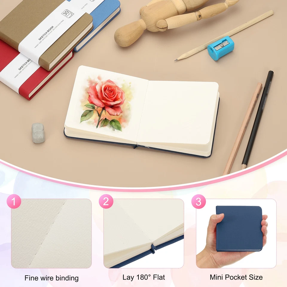 3 件装 30 张 300GSM/203 磅水彩素描本,深蓝色/深绿色/棕色 — 第 3/4 张图片