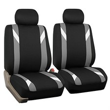 FH Group Cloth Car Seat Covers for Low Back Seats with Removable Front Set Gray