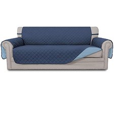 Sofa Slipcover Reversible Sofa Cover Water Resistant 66'' Dark Blue/Light Blue