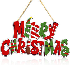 Merry Christmas Decorations Wooden Door Wall Hanging Sign Xmas Gift