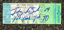 10-6-1996 Tedy Bruschi Patriots Autographed 1st Sack & 1st TD Full Ticket Ravens