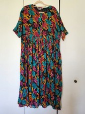 Rosey Tomato Bright Floral Maxi Dress in Teal & Fuchsia - Women’s 22